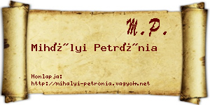 Mihályi Petrónia névjegykártya
